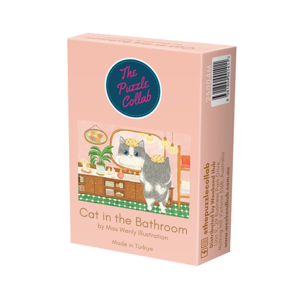 The Puzzle Collab Cat in The Bathroom 99 Piece Micro Puzzle